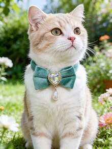 1 Piece Pet Bow Tie Heart Collar Adjustable Neck Circumference Cat Collar Dog Collar Pet Accessories Pet Supplies - Multicolor - View 3