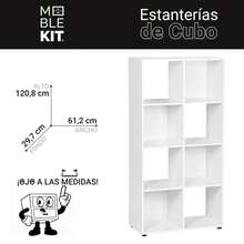 Ecommerc3 MOBLEKIT | Kệ gỗ hình khối mô-đun với nhiều ngăn và tùy chọn cửa, giá sách và đồ nội thất lưu trữ cho phòng ngủ, nhà bếp hoặc hành lang - Miễn phí vận chuyển ✅ Giao hàng trong 24/48 giờ đến Tây Ban Nha lục địa - Blanco - 8 Comp | 61.2*29.7*120.8cm - Xem 3