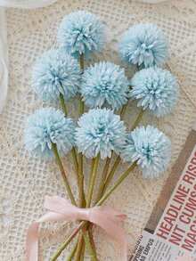 8/16 Inch Artificial Chrysanthemum, Dandelion And Hydrangea Flower Bouquet, Suitable As Gift For Friends, Brides Or Wedding Decoration, Also For Home, Office, Cafe, Party And Wedding Decor - Mint Blue - View 5