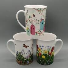 1pc Fine Bone China 400ml Mug, In Flowers Design. Its For Daily Use Or Can Be A Gift To Your Friends. - Multicolor - View 8