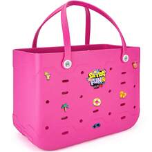 CSjihua XL/L/M EVA Waterproof All-Season Extra Large Size Large Capacity Breathable Dopamine Candy Color EVA Women's Tote Bag Beach Bag, Extra Large Size EVA Tote Bag, EVA Beach Bag, EVA Tote Bag, EVA Shoulder Bag, EVA Basket Bag, EVA Beach Bag - Lightweight And Durable Solid Color Open Design, Large Waterproof Washable Sturdy Open Tote Bag, Suitable For The Beach, Outdoor Swimming Pool, Gym, Shopping Mall, Picnic And Camping - Stylish Holiday Accessory, Beach Bag, Holiday, Leisure Outing, Holiday Gift. - 彩色 - 查看 20