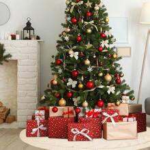 zxr Falda para árbol de Navidad 122cm Falda Blanco para árbol de Navidad Falda para Arbol Navidad de Punto Pie de Arbol para Decoración de Fiesta Falda Redonda de Navidad Para decoraciones navideñas125 - blanco - Ver 7