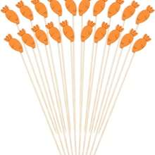 200/100/80/50/30/10pcs Easter Carrot Bamboo Skewers, Fruit Picks, Desserts, Breads, Cakes, Appetizers, Ideal For Easter Parties - Multicolor - View 8