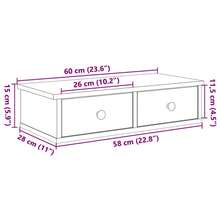 Mensola a muro vidaXL con cassetti, bianca, 60x28x15 cm, materiale a base di legno - Bianco - Visualizzare 11