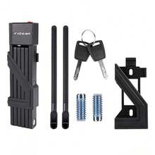 Foldable Bicycle Lock With 2 Keys, Compact Anti-Theft Lock For Bicycles, Scooters/Bikes, Combination Lock, Robust Bicycle Chain Lock, With Bracket (Black-2) - Black - View 1