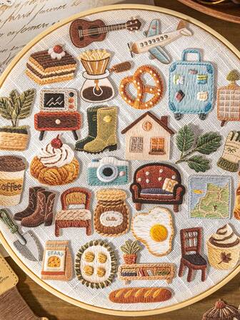 30张/包 复古压纹针织纹理混合暖色调小贴纸，DIY装饰贴纸，适用于手账、相册、剪贴簿