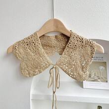 1 Piece Knitted Hollow Out Fake Collar Women Summer Korean Version Versatile Air Conditioning Room Neck Protection Decorative Vest Outerwear Knotted Scarf Suitable For Daily Home Work Wear - 淺藍色 - 查看 6