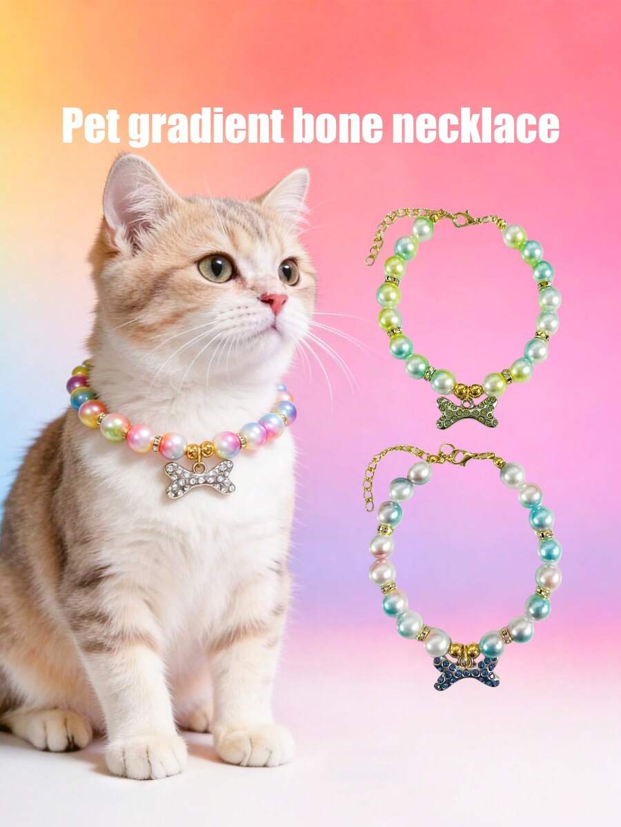 1 Piece Pet Color Bone Necklace; Adjustable Neck Size; Cat Necklace; Dog Necklace; Pet Supplies - Multicolor - View 1