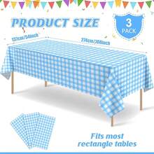 3 Pcs Light Blue Gingham Tablecloth Decorations, Disposable Plastic Blue Checkered Tablecloth Buffalo Plaid Table Cover For Outdoor Picnic, Kitchen, Holiday Birthday Party Supplies,54 X 108 Inch,LightBlue - Lightblue - 查看 3