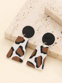 1 Đôi bông tai dáng dài phong cách retro, làm từ đất sét polymer và kim loại, họa tiết da báo, kết cấu bện, mạ vàng, thiết kế hình học rỗng, trang trí dành cho nữ, thích hợp để đeo hàng ngày, phong cách đường phố, đi chơi cuối tuần và những buổi tối thời trang cá tính. - Họa tiết da báo dệt bằng lá bạc nhiều màu - Xem 15