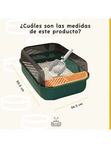 Semi-Open Cat Litter Box With Cleaning Scoop And Sanitary Filter - Green - View 3