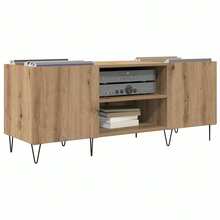 Mobile porta dischi vidaXL con ripiano, rovere artigianale, 121 x 38 x 48 cm - Castano - Visualizzare 1