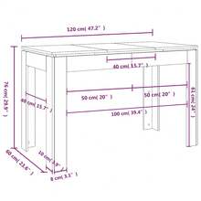 Tavolo da pranzo vidaXL in rovere affumicato 120x60x76 cm Materiale a base di legno - Castano - Visualizzare 2