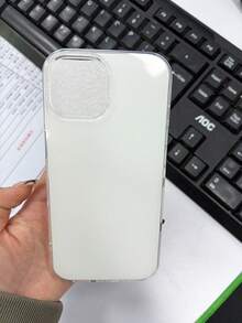 Funda de teléfono suave y a prueba de golpes de unicolor compatible con iPhone17 16 15 14 13 12 Pro Max 11, con acabado brillante y aspecto de gelatina - Blanco - Ver 4