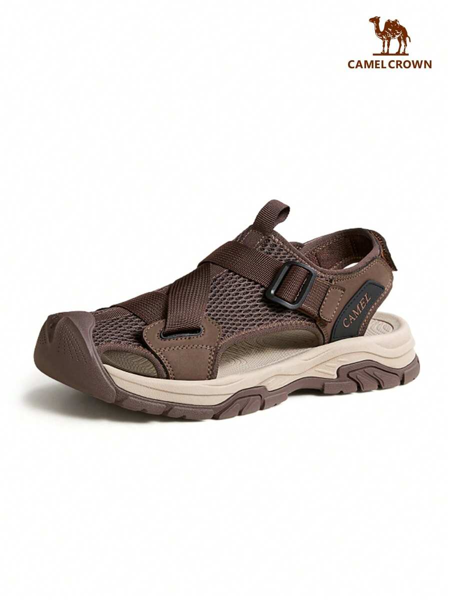 CAMEL CROWN 男士徒步凉鞋，夏季透气魔术贴户外凉鞋 - 非酵素棕 - 查看 1
