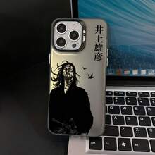 Funda para teléfono con diseño de boceto anime de protagonista masculino, compatible con iPhone 17 16 15 14 13 12 11 Pro Max AIR 14 15 16 Plus XS XR X 8 7 SE 2020. - Negro - Ver 4