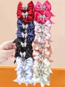 16/8/4pcs/Set Ensemble de pinces à cheveux avec nœud en strass, épingles à cheveux en texture satinée multicolore, combinaison d'accessoires de tête douce et exquise, fabriquée en matériau satin, surface lisse et brillante, toucher délicat et doux, montrant une qualité haut de gamme, améliorant le raffinement de l'apparence globale - Convient aux femmes et aux filles, que ce soit un style vif et ludique, un style de dame élégante ou un style simple quotidien, vous pouvez trouver la couleur correspondante pour répondre aux différents besoins de tenue - Multicolore - Voir 2
