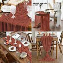Artoid Mode Boho - Camino de Mesa de Gasa en para Bodas, Decoración de Otoño y Acción de Gracias para Comedor, Cocina y Fiestas en Interiores, 120 Pulgadas(120" Terracota) - Multicolor - Ver 1