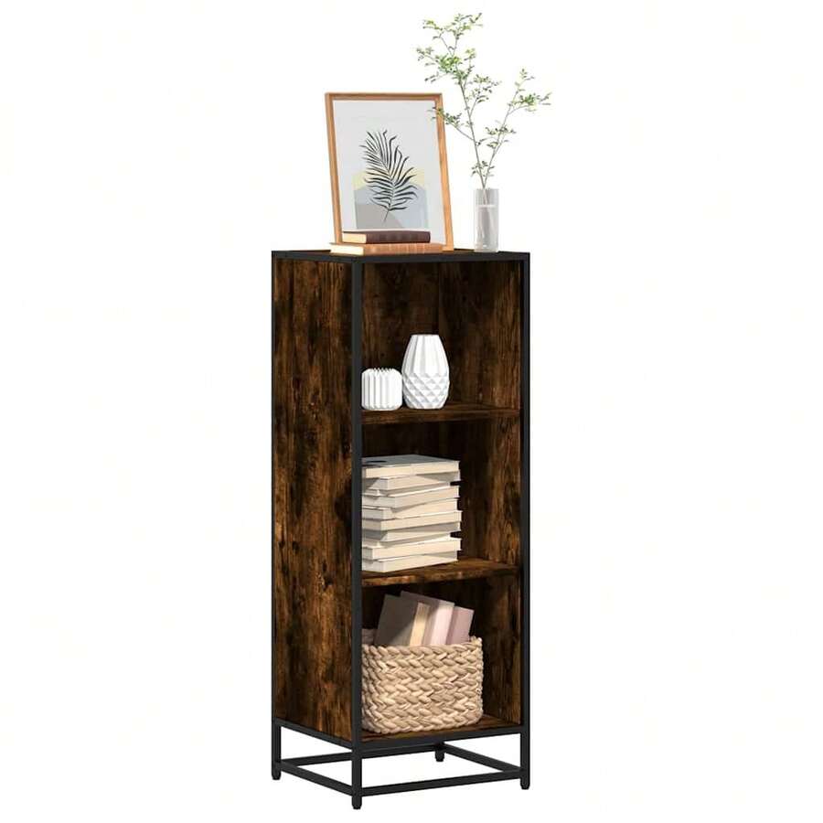 Libreria vidaXL in rovere affumicato, 40x35x107,5 cm, realizzata in legno. - Castano - Visualizzare 1