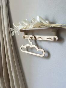 5/10pcs Cloud-Shaped Wooden Baby Clothes Rack - Natural Wood Grain Finish, Cute Design, Durable. Suitable For Baby Clothes, Saves Space As A Storage Rack And Also Serves As A Clothes Hanger. - Multicolor - View 5