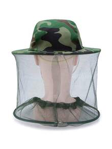 1pc Outdoor Camouflage Hooded Cape; Anti-Mosquito Face Mask Hat; Beekeeping Hat; Sun Hat; Camouflage Net - Multicolor - View 3