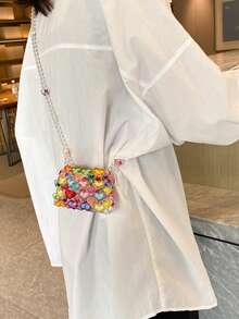 Mini Heart Shape Beaded Square Bag Colorblock Fashionable, Perfect For Music Festival, Perfect Valentine's Day Gift For Her, Best Valentines' Gift Choice Ever, Fashionable Heart Purse, Perfectly Match With Valentine Day Dress - Nhiều màu - Xem 4