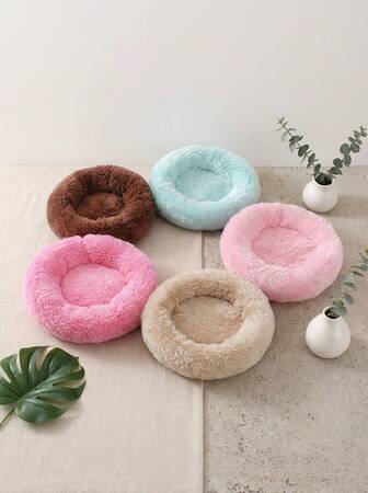 PETSIN 1 pieza Cama de peluche súper suave para mascotas - Nido de dormir cálido y acogedor para hámsteres, con fondo antideslizante y almohadilla aislante, perfectamente adecuado para cobayas y otros animales pequeños, diseño circular esponjoso y colorido