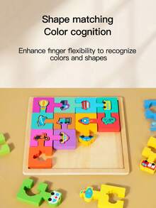 16pcs Wooden Shape Matching Blocks Montessori Toys Animal Puzzle Busy Board Colorful Cognitive Jigsaw Toys For 3-6 Years Old Kids Fine Motor Skills Sensory Games Preschool Learning Activities Travel Games Baby Toys Wooden Toys Birthday Christmas Gifts For Boys Girls - Multicolor - View 11