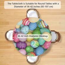 Pardick Colorful Eggs Round Fitted Tablecloth With Easter Easter Round Table Cover Waterproof Wipeable Polyester Circle Table Cloths For Kitchen Party Patio Holiday Decor Fit For 40\-44\ Tables,42inch(Round),A08:AEasterEgg - A08:aEasterEgg - View 3
