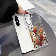 Exquisita funda de móvil con estampado floral, compatible con los modelos S25 S24 S23 S22 S21 S20 y serie A, compatible con iPhone 17 16 15 14 13 12 11 Pro Max, para los modelos MOTO y vivo, adecuada para enviar regalos de Navidad a las mujeres. - transparente - Ver 3