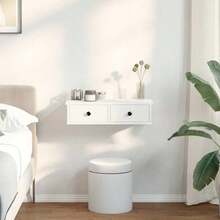 Mensola a muro vidaXL con cassetti, bianca, 60x28x15 cm, materiale a base di legno - Bianco - Visualizzare 2