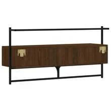 Meuble TV mural vidaXL, chêne brun, 100,5 x 30 x 51 cm, bois d'ingénierie - Tabac - Voir 8