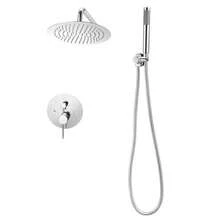 Duscharmatur Regenduschsystem fürs Badezimmer Duschsystem mit 254 mm runden Regenduschkopf & Handbrause, wandmontierte Badezimmerarmaturen mit Messingventil & Zierset, Silberchrom - Verchromt Rund 10 Zoll - Übersicht 7