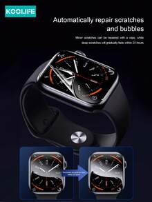 Koolife 2片装透明TPU水凝胶屏幕保护膜，适用于，附带安装工具和对准框，防刮全屏保护膜，兼容 Series 10/Ultra/SE/8/7/6/5/4/3/2/1（38/40/41/42/44/45/49毫米）。 - 無色 - 查看 3