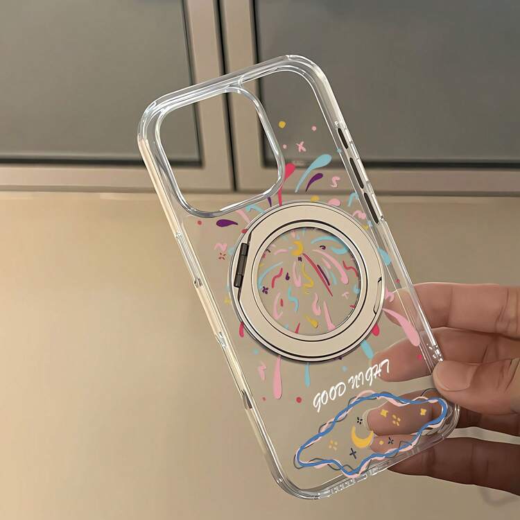 Estuche para teléfono con diseño de fuegos artificiales de buenas noches compatible con estuches para teléfonos   17  16 Pro Max  15 Pro Max  13 y  12 Hecho de material de TPU brinda protección contra golpes y caídas, perfecto para regalar a familiares, amigos y seres queridos - transparente - Añade 6
