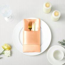 24 Pack Square Satin Dinner Napkins, 17x17 Inches Silky Soft Smooth Table Cloth Napkins For Restaurant Weddings Banquet Party Decoration, Peach,17inchx17inch(Setof24),Peach - Quả đào - Xem 5