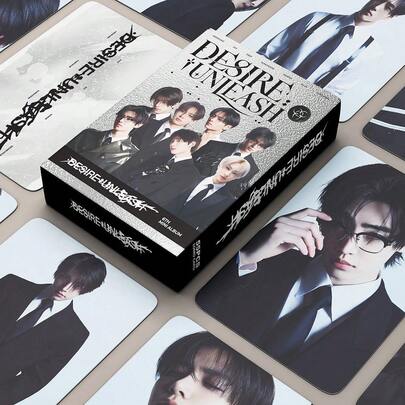 ENHYPE N Desire Unleash Mini Album Kpop High-Definition Double-Sided Glossy Card, Fan Support Gift Set, JUNGWON, HEESEUNG, 55pcs LOMO Cards