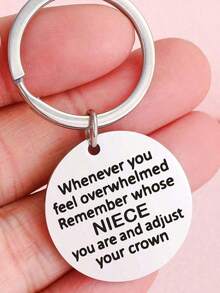 Remember Who You Are Niece Keychain Stainless Steel Dog Tag Keychain Ring Graduation Birthday Christmas Gift For Niece Teen Boy Car Accessories Bag Charm Backpack For School Cute Goth Y2k - Silver - View 2