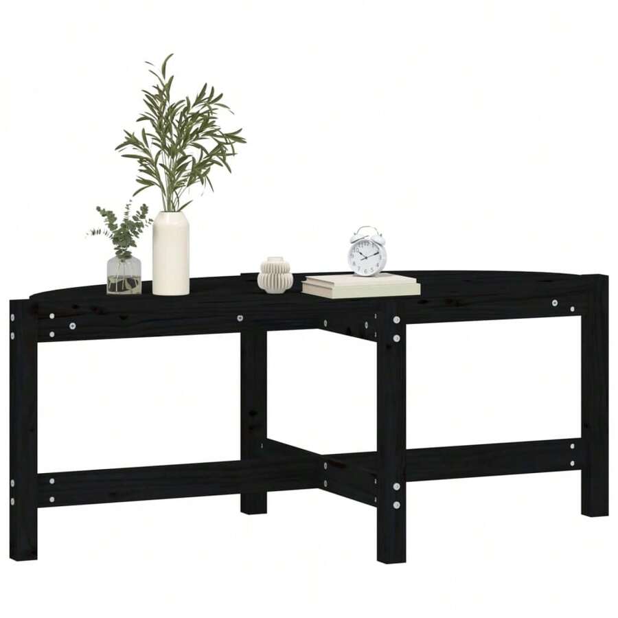 Table basse vidaXL noire 118 x 63 x 45 cm en pin massif - Noir - Voir 1