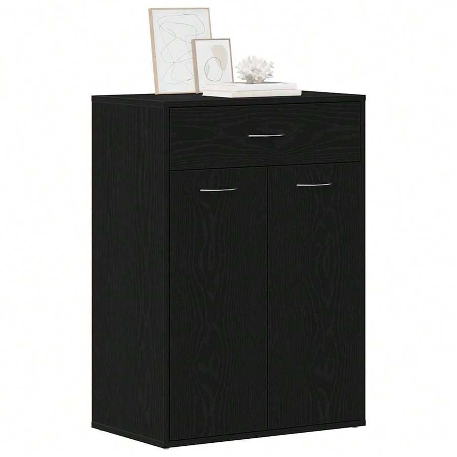 Étagère à chaussures vidaXL aspect chêne noir 60 x 35 x 84 cm, matériau à base de bois - Noir - Voir 1