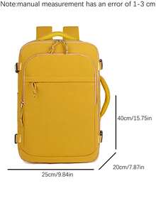 1 pieza Mochila de viaje ligera de gran capacidad, bolso de trabajo para mujer, portátil con diseño de correa para equipaje. Mochila de estilo universitario con compartimento para zapatos. B - Amarillo - Ver 7