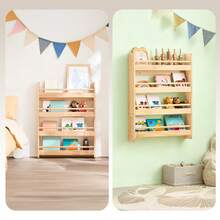 SoBuy Children's Bookshelf, Wall Shelf For Children's Room, Children's Shelf, Storage Shelf With 4 Shelves For Books, Toys And Decorations, Children's Room Furniture, Natural, 80x118x12 Cm KMB08-N - Màu tự nhiên, 60x80x12 cm - Xem 7