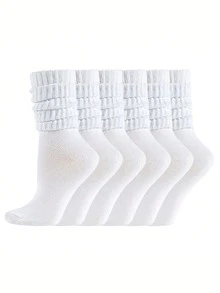 Conjunto com 3 pares de meias casuais, meias femininas até a coxa e meias macias e elásticas. - Multicolorido - Ver 8