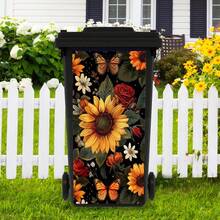 Pegatinas impermeables de PVC para botes de basura con impresión 3D de girasol, rosa y gatito, en 4 tamaños diferentes - Multicolor - Ver 6