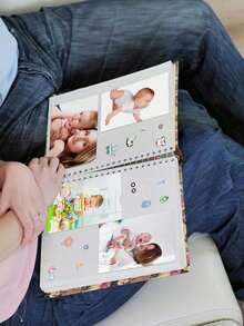 4张男宝宝剪贴簿贴纸 - 新生儿项目日记贴纸，适用于纪念册、婴儿派对礼物、里程碑贴纸、宝宝第一年相册 - 彩色 - 查看 2