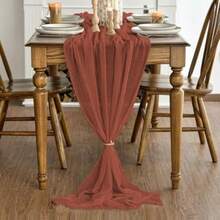 Artoid Mode Boho - Camino de Mesa de Gasa en para Bodas, Decoración de Otoño y Acción de Gracias para Comedor, Cocina y Fiestas en Interiores, 120 Pulgadas(120" Terracota) - Multicolor - Ver 5