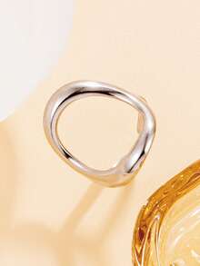1pc Minimalist Geometric Open Ring, Adjustable Stainless Steel 18K Gold Plated Waterproof Jewelry For Daily Wear - Geometry - View 7