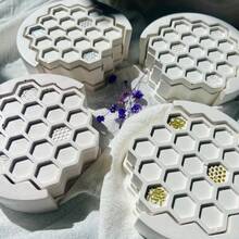 5pcs Resin Mold DIY Honeycomb Coaster Mold, Beehive Coaster Mold, Silicone Mold For Jewelry Making - Honeycomb Coaster Mold Set - View 5