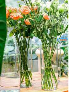 大型亚克力透明防摔花瓶装饰，花架，水培容器，轻巧奢华客厅干花摆设 - 彩色 - 查看 3