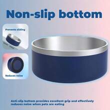Dog Bowls Small Sized Dogs - Medium Sized 1.2l/42oz Double Layer Stainless Steel Outdoor Dog Bowl, Puppy Insulated Food Bowl, With Non - Slip Bottom And 1pc 8oz Food Scoop Blue, 42 Oz - 藍色 + 42 盎司 - 查看 4